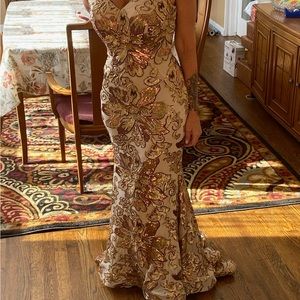 Charming off the shoulder sequined gown by jovani